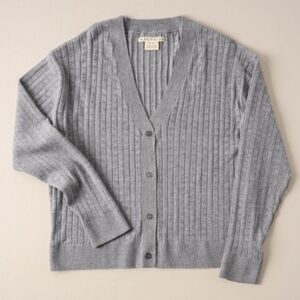 Magnolia Ribbed Knit Cardigan Gray Button-Front V-Neck Sweater Size XS